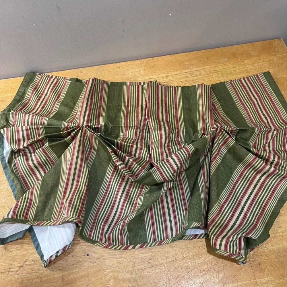 Waverly Home Classics Sweet Water Striped Pleated Window Valance Green Red 79x23